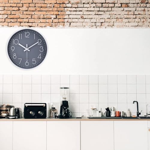 10 Inch Gray Wall Clock Battery Operated Silent & Non-Ticking Wall Clock for Home, Bathroom, Bedroom, Kitchen - color: Gray, size: 10 Inch