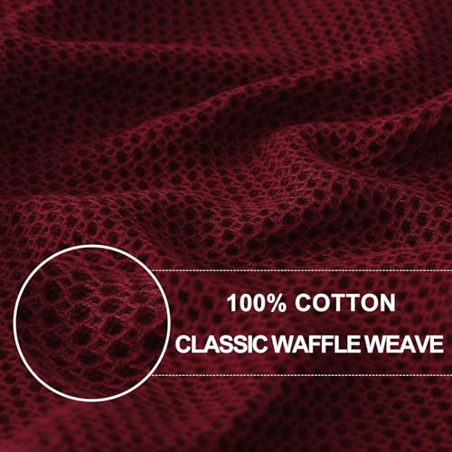 Homaxy 100% Cotton Waffle Weave Kitchen Dish Cloths 18-Pack, Burgundy | 12 x 12 Inches, Ultra Soft Absorbent Dish Towels, Quick Drying Dish Rags with Hanging Loop - color: Burgundy, size: 12 X 12 - 18 Pack