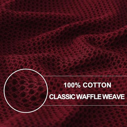 Homaxy 100% Cotton Waffle Weave Kitchen Dish Cloths 18-Pack, Burgundy | 12 x 12 Inches, Ultra Soft Absorbent Dish Towels, Quick Drying Dish Rags with Hanging Loop - color: Burgundy, size: 12 X 12 - 18 Pack