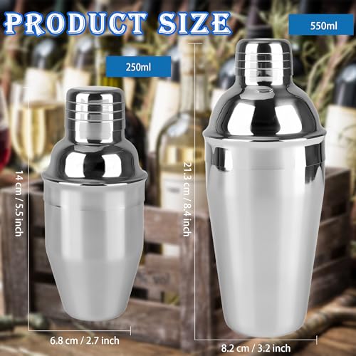 10 Pcs Bar Cocktail Shaker Professional Stainless Steel Martini Mixer Built-in Strainer for Home Bar Party Drink Mixing Tool (8 oz) - size: 8 oz