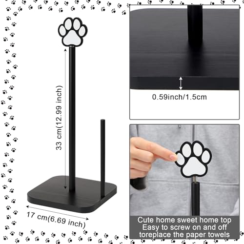 Leinuosen Dog's Paw Paper Towel Holder Farmhouse Dog's Paw Wooden Paper Towel Holder Black Funny Bathroom Countertop Accessories Kitchen Roll Stand Organizer Standing Apartment Decor Housewarming Gift - style: Dog Paws