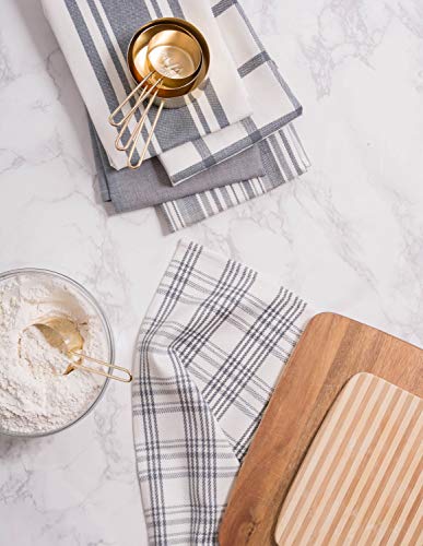 DII Assorted Woven, Kitchen Dishtowel Set, 18x28, Gray, 5 Piece - color: Gray