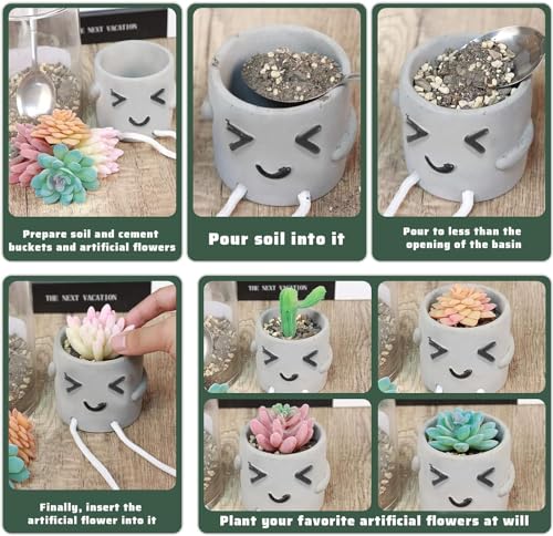 1 Pcs Cute Plant Pot, Small Planter, Succulent Planter, Flower Pot, Office, Room, Shelf, Table Decoration Planter - Squint(Plants not Included) - color: Grey Squint
