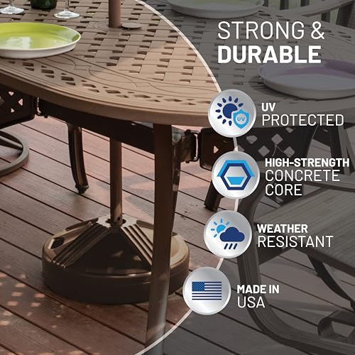 US Weight Durable 50 Pound Fillable Umbrella Base Designed to be Used with a Patio Table - color: Bronze