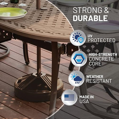 US Weight Durable 50 Pound Fillable Umbrella Base Designed to be Used with a Patio Table - color: Bronze