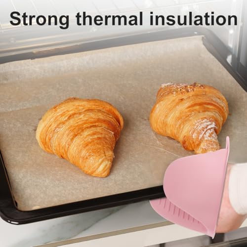 2 PCS Mini Silicone Oven Gloves Heat Resistant Cooking Pinch Mitts Potholder for Kitchen Cooking & Baking (Pink) - color: Pink