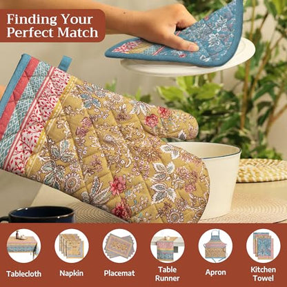 Maison d' Hermine Pot Holders 100% Cotton Potholders (8" x 8", Pack of 1) | Heat Resistant Hot Pads with Loop BBQ Cooking Baking Farmhouse Kitchen Handling Hot Pans Spring Summer - Marquise - color: 001 - Marquise, size: 8" x 8" (Pot Holder Pack of 1)