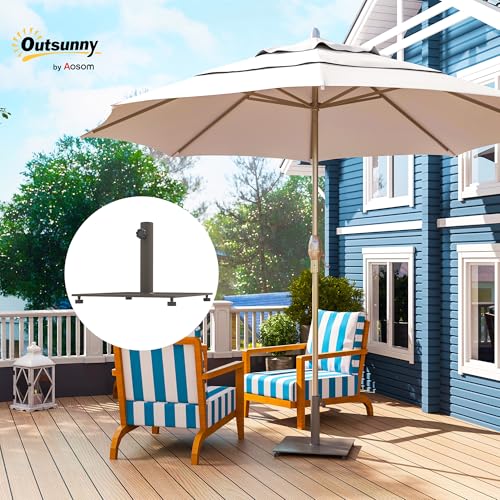 Outsunny Flat Patio Umbrella Base 29 lbs for 1.5"/1.9" Poles Brown | Square Metal Patio Umbrella Stand Base Holder, Adjustable Foot Pads, Heavy Duty, Outdoor Lawn Poolside - color: Brown