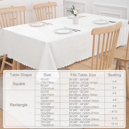 Smiry Rectangle Table Cloth, Waterproof Heavy Duty Vinyl Tablecloths, Wipeable Washable Table Cover for Kitchen and Dining Room (White, 60" X 84") | Wipeable Washable Floral Embossed Table Cover for Kitchen and Dining Room, Indoor & Outdoor Use, White - c