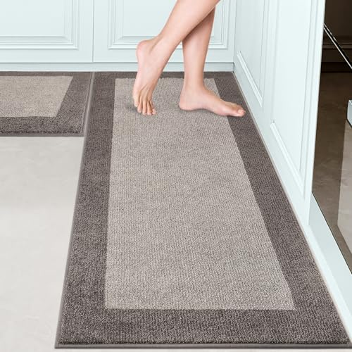 Kitchen Rugs Set (24" x 36"+ 24" x 60"), Runner Rug Roll Packing | Non Slip, Machine Washable, Absorbent, Quick Drying, for Entryway, Bedroom, Bathroom, Door - color: Beige, size: 24" X 36"+ 24" X 60"
