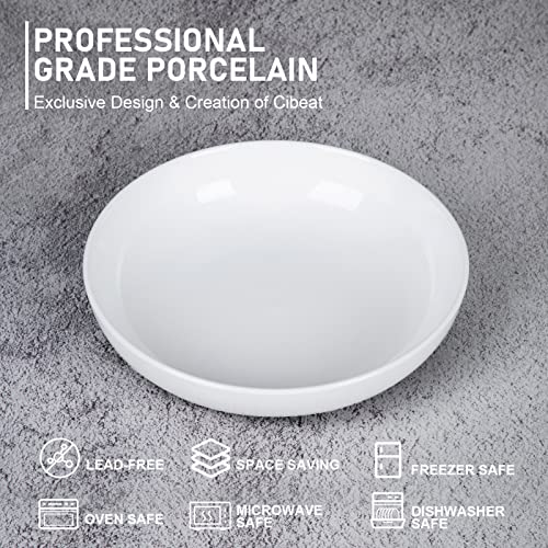 Fashionwu (6 Pack) Pasta Bowls Set Ceramic, Salad Bowls Large Serving Bowl Plates, Soup Bowl, Dishwasher Microwave Safe, Set of 6 (White) - color: White