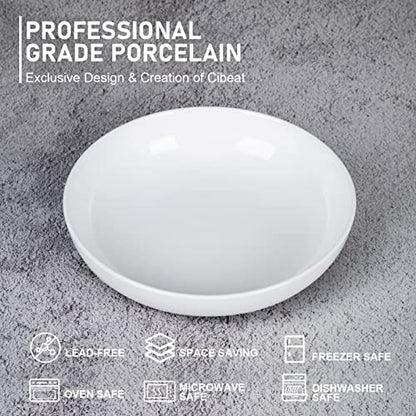 Fashionwu (6 Pack) Pasta Bowls Set Ceramic, Salad Bowls Large Serving Bowl Plates, Soup Bowl, Dishwasher Microwave Safe, Set of 6 (White) - color: White