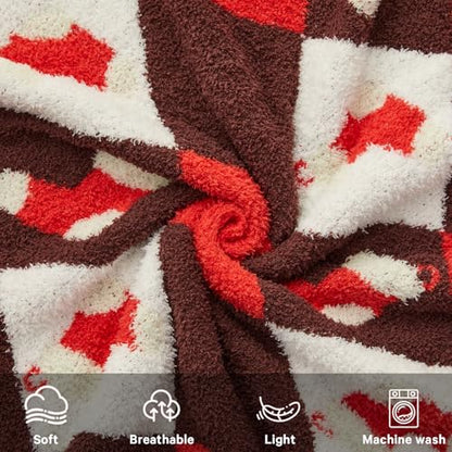 Christmas Knit Throw Blanket - Super Soft Cozy Fuzzy Blankets for Couch, Sofa & Bed, Holiday Throw Blanket，50"x60" - color: Christmas Stocking, size: Throw/Travel(50"x60")