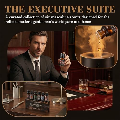 Men Essential Oils Set for Diffusers for Home 6 x 10 ml | Aromatherapy Gift,Premium Scented Oils for Diffusers - Leather,Sandalwood,Cedarwood,Smoke Vanilla,Cologne,Rum - color: Brown