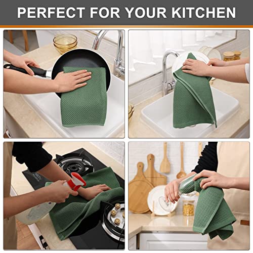 Kitinjoy 100% Cotton Waffle 8-Pack Kitchen Towels, 13" x 28", Grass Green | Super Soft, Ultra-Absorbent, Fast Drying, lightweight, Quick Drying Kitchen Hand Towels - color: Grass Green, size: 13 x 28 - 8 Pack