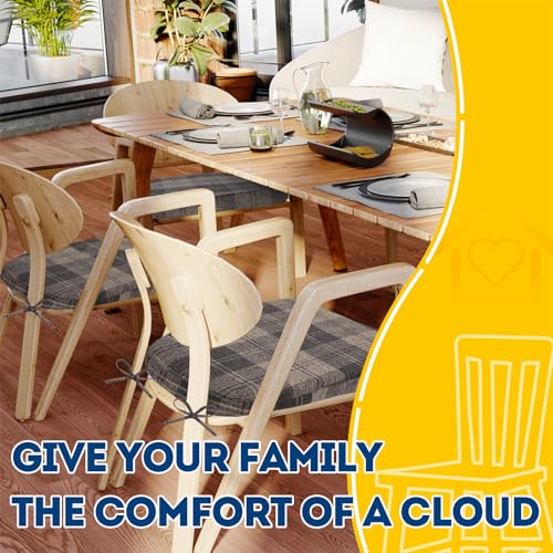 AAAAAcessories D-Shaped Chair Cushions, 2" Thick Dining Chair Pads with Ties and Removable, Machine-Washable Cover, 17" x 16", Brown Checkered - color: Brown Checkered, size: 1 Count(Pack of 1)