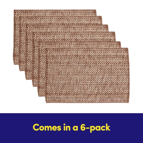 Sweet Home Collection 100% Cotton Placemats for Dining Room Rectangle Two Tone Woven Fabric 13" x 19" Soft Durable Table Mat Set, Set of 6, Chocolate - color: Chocolate, size: Rectangle 13" x 19"