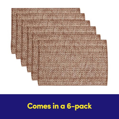 Sweet Home Collection 100% Cotton Placemats for Dining Room Rectangle Two Tone Woven Fabric 13" x 19" Soft Durable Table Mat Set, Set of 6, Chocolate - color: Chocolate, size: Rectangle 13" x 19"
