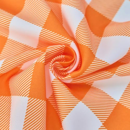 MANGATA CASA Orange Gingham Round Tablecloth-Checkered Table Cloth Waterproof Kitchen & Table Linens-Polyester Buffalo Plaid Wrinkle Free Table Cover(Pumpkin Yellow 60R inch) - color: Pumpkin Yellow, size: 60" (Round)
