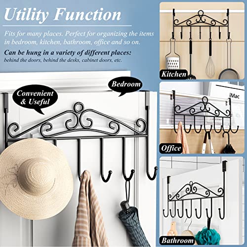 Youdepot Over The Door Hook - 7 Hooks, Black Coat & Towel Rack | for Bathroom, Clothes, Belts, Hats, Towels, with Door Hanger, Bathroom Clothes, Bathroom Clothes Belts, Clothes Belts Hats