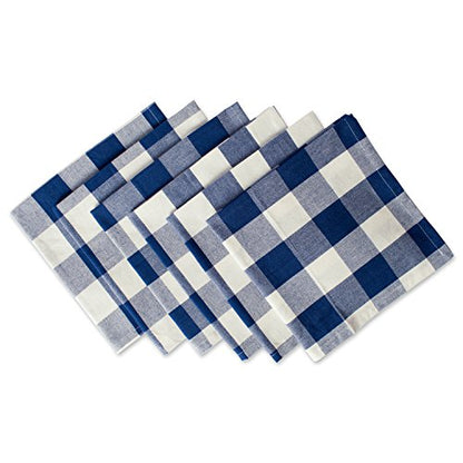DII Buffalo Check Collection, Classic Farmhouse Cloth Napkin Set, 20x20, Navy & Cream, 6 Piece - color: Navy & Cream, size: 20" x 20" (Set of 6)