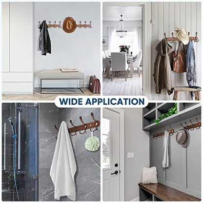 TICONN Wall Mounted Coat Rack, Five Heavy Duty Tri Hooks All Metal Construction for Jacket Coat Hat in Mudroom Entryway (Antique Bronze, 2-Pack) - color: Antique Bronze