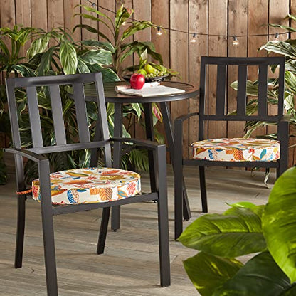 Greendale Home Fashions Outdoor 18-inch Round Reversible Seat Cushion, 2-Pack, Foliage 2 Count - color: Esprit Floral