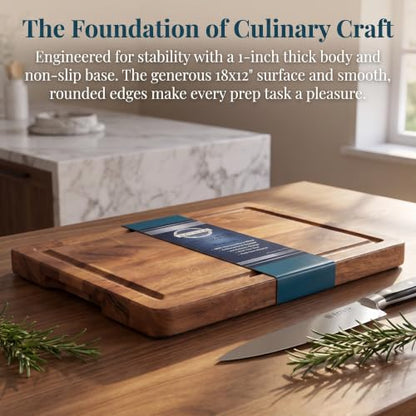 Walnut Wood Cutting Board with Juice Groove - Reversible Butcher Block, 14x10 Inch Large Charcuterie Board for Meat, Cheese, Bread - Non-Slip Kitchen Gift - size: 14"L x 10"W x 1"T