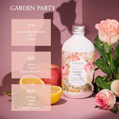 M&SENSE Reed Diffuser Set, Garden Party, 17oz Natural Essential Oil | Non-Toxic Organic, Long-Lasting Fragrance, Ideal for Living Room, Entryway, Gifts for Women - color: Garden Party