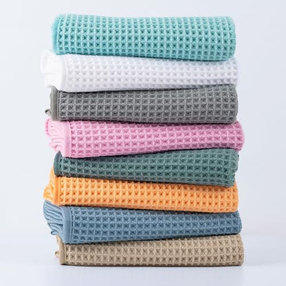 MICROFI Microfiber Waffle Bath Towels, 3 Pieces, Oversized, Soft, Absorbent, Fast Drying, Lint Free, Includes Bath, Face and Hand Towels 430 GSM - color: White