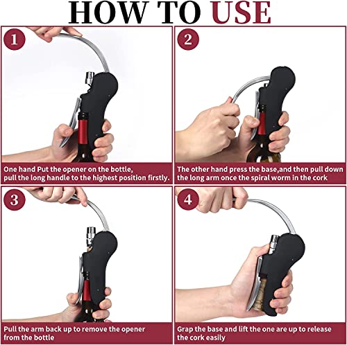 IIQ Wine Bottle Opener Corkscrew Set- Lever Corkscrew Wine Openers with Luxury Case, Foil Cutter, Wine Stopper,Pourer and Extra Spiral