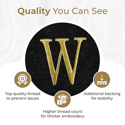 Personalized Bath Towels | Set of 2 | Choose from 12 Fonts | Genuine Turkish Cotton | Oeko-Tex Certified | Personalized Towels | Bathroom Towels - color: Black - Bath Towels