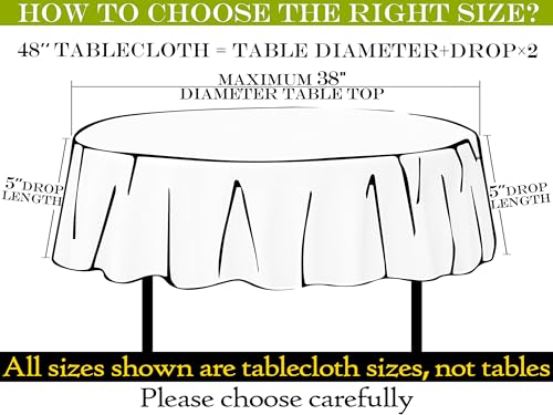 BYDOLL Table Cloth 48 Inch Round Tablecloth Fits Max38 Inch Diameter Table Top,Green Polyester Washable Wrinkle-Free Spillproof Tablecloth for Party Patio Cover - color: Green, size: 48" x 48" (Round-Fits Tables 24''-36'')