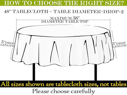 BYDOLL Table Cloth 48 Inch Round Tablecloth Fits Max38 Inch Diameter Table Top,Green Polyester Washable Wrinkle-Free Spillproof Tablecloth for Party Patio Cover - color: Green, size: 48" x 48" (Round-Fits Tables 24''-36'')
