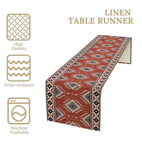 Aztec Table Runner, Boho Geometric Striped Pattern Tribal Table Cover for Farmhouse Home Dinning Living Room Western Party 13x36in - color: Aztec-4, size: 13x36in