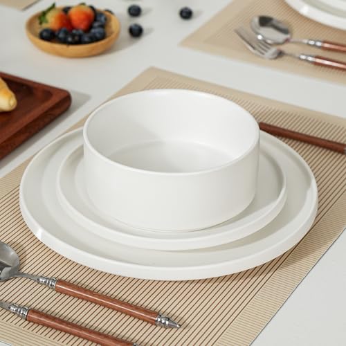 Stoneware Cereal & Soup Bowls Set of 4, 6 Inch, Matte White | Matte Glaze Ceramic, For Breakfast & Oatmeal, Microwave Safe, Dishwasher Safe - color: White, size: Cereal Bowls Set (4PCS)