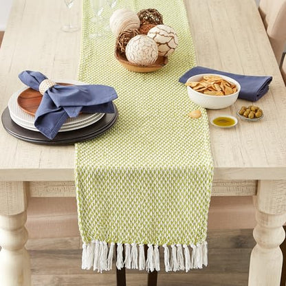 DII Woven Basics Collection 100% Cotton Knit Table Runner, 15x72, Avocado - color: Avocado, size: 15x72"