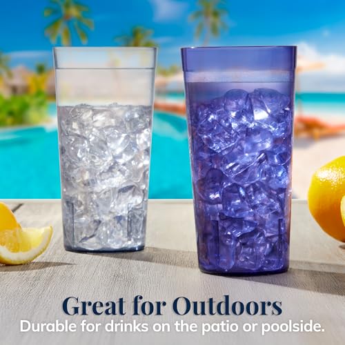 US Acrylic Cafe Plastic Reusable Tumblers (Set of 16) 20-ounce Water Cups Coastal Colors | Restaurant Style Drinking Glasses Value Set, Stackable, BPA-free, Made in the USA | Top-rack Dishwasher Safe - color: Coastal, size: 20 ounces