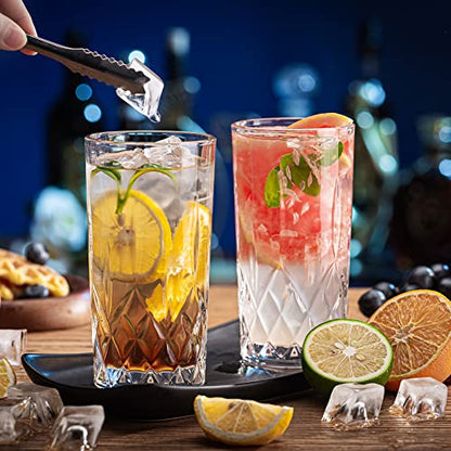 Crystal Highball Glasses, Set of 8 Glass Drinking Glasses, 11 oz Durable Drinkware Cups for Cocktails, Water, Juice, Beer, Wine-Special Edition Glassware Set, Dishware, Dishwasher Safe - style: Diamond Style