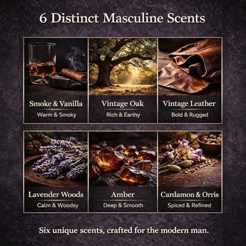 Candle Set for Men, 6 Pack Soy Wax Scented Candles Manly Gift Set, 300H Long Lasting Home Fragrance with Masculine Scents, Gift for Dad, Husband or Boyfriend - size: 6 Pack
