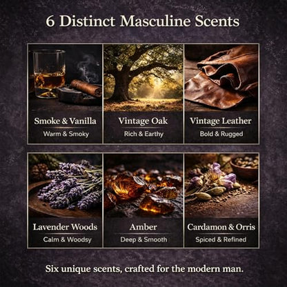 Candle Set for Men, 6 Pack Soy Wax Scented Candles Manly Gift Set, 300H Long Lasting Home Fragrance with Masculine Scents, Gift for Dad, Husband or Boyfriend - size: 6 Pack