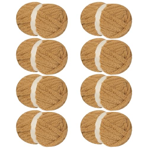 Franel Ginger Yellow Chunky Chenille Yarn for Hand Knitting Blanket (8 Pack, Total 64oz) - Shed-Resistant Fluffy Jumbo Yarn for Crocheting, Super Bulky Big Yarn for DIY Throw, Pre-Wound & Tangle-Free - color: 27