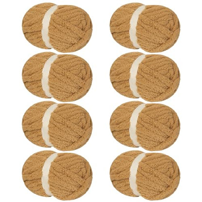 Franel Ginger Yellow Chunky Chenille Yarn for Hand Knitting Blanket (8 Pack, Total 64oz) - Shed-Resistant Fluffy Jumbo Yarn for Crocheting, Super Bulky Big Yarn for DIY Throw, Pre-Wound & Tangle-Free - color: 27