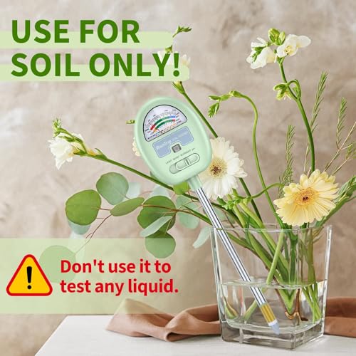 Soil Moisture Meter,4-in-1 Soil Ph Meter, Soil Tester for Moisture, Light,Nutrients, pH,Soil Ph Test Kit, Great for Garden, Lawn, Farm, No Battery Required, Gifts for Plants Lover - color: green