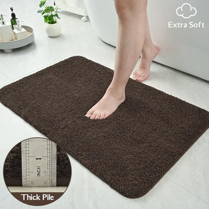 Brown Bathroom Rug Set 2 Piece Bath Mat 21x34'' &U Shape Toilet Rug 21x21'' | Absorbent,Washable,Non Slip Bathroom Rugs Sets,Contour Mat for Toilet - color: Brown
