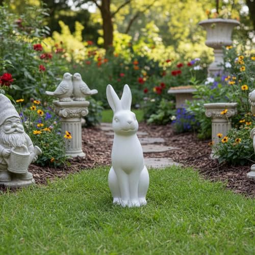 Urban Trends Collection Vintage and Elegant Gloss Gray Finish Terracotta Sitting Rabbit Figurine - Embossed Design for Rustic Farmhouse Decor - Stylish Decorative Accent for Home & Office