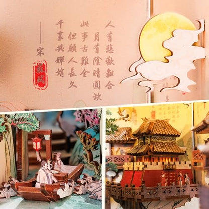 Book Nook Kit, DIY Miniature House Kit 3D Wooden Puzzles Craft Kit for Adults Bookshelf Nook Decor Decorative Bookend for Women Teenagers and Book Lovers (Su Dongpo) - style: Su Dongpo