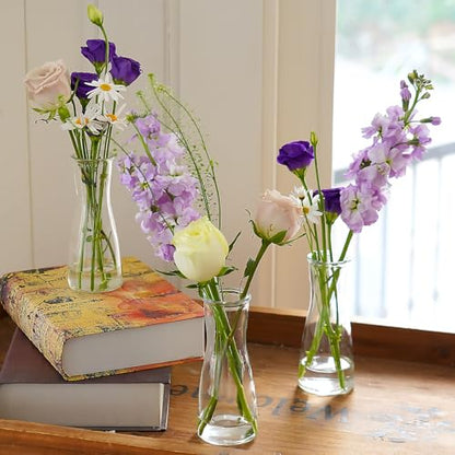 35 PCS Glass Bud Vases for Centerpieces, 5.5" Clear Small Flower Vases | Modern Minimalist Cute Mini Decorative Bulk Vases for Decor Wedding Birthday Party Home Living Room
