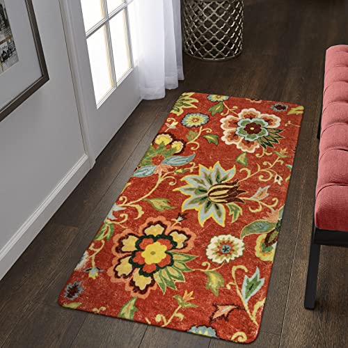 Lahome Floral Red Carpet Runner Rug 2x4, Washable Hallway Non-Slip Kitchen Christmas Runner Rugs, Vintage Throw Carpet for Hallway Bathroom Entryway Laundry Room(2'x4', Red) | Non-Slip Kitchen Runner Rugs, Vintage Throw Carpet for Hallway Bathroom Entrywa