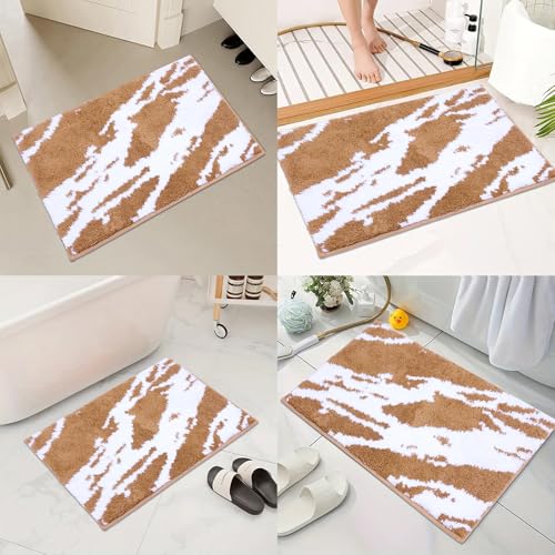 Bath Rug Mat Non Slip,Marble Indoor Doormat,20"x32" | Small Area Rug,Rubber Backed,Soft microfiber,Absorbent,Machine Washable,Bathroom,Entryway,Kitchen,Hallway - color: Beige White1